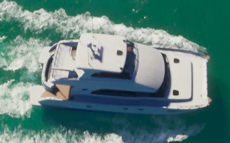 Flybridge power catamaran
